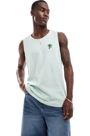 Threadbare Camiseta pálido sin mangas con bordado de palmera de