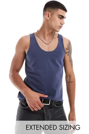 ASOS Camiseta azul marino sin mangas con acabado tintado de -Gris