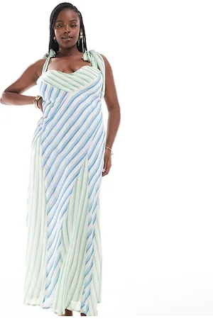 ASOS Vestido midi con estampado de , godets y detalle de costuras de ASOS DESIGN Curve-Multicolor