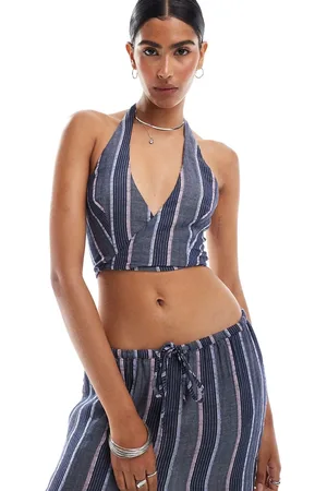 MANGO Chaleco morado a rayas con cuello halter de (parte de un conjunto)