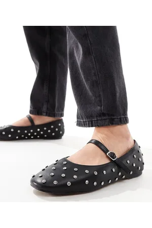 Aldo Bailarinas negras de cuero con hebilla y tachuelas Marylina de -Negro