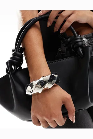 ASOS Pulsera plateada rígida extragrande con detalle retorcido de