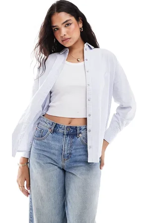 SELECTED Camisa azul a rayas extragrande de Femme