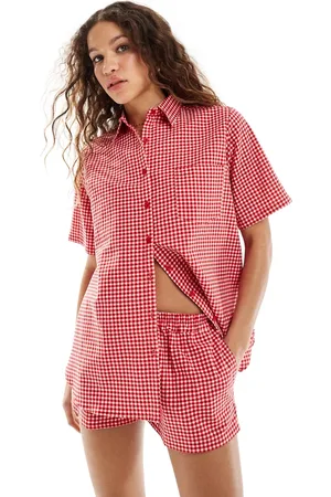 Motel Camisa playera roja a cuadros vichy extragrande Smith de (parte de un conjunto)