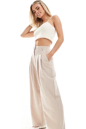 Miss Selfridge Pantalones de sastre color topo de pernera ancha de -Beis neutro