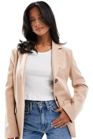 Miss Selfridge Americana color topo extragrande con botonadura simple de -Beis neutro