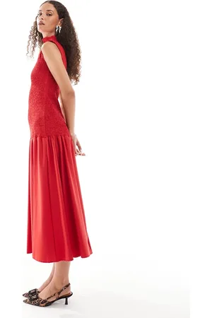Ghospell Vestido midi fruncido con cintura caída Kali de