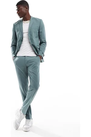JACK & JONES Pantalones de traje salvia de corte slim de