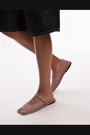 Topshop Bailarinas beis con puntera cuadrada de cuero Betty de -Beis