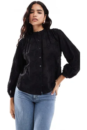 & OTHER STORIES Blusa negra con bordado floral de