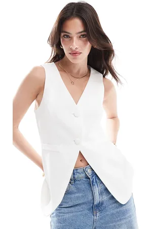 Miss Selfridge Chaleco largo blanco de