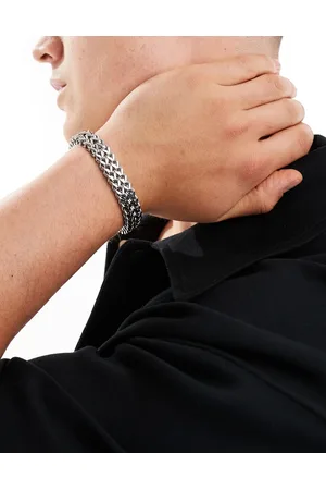 ASOS Pulsera plateada de cadena gruesa de acero inoxidable resistente al agua de