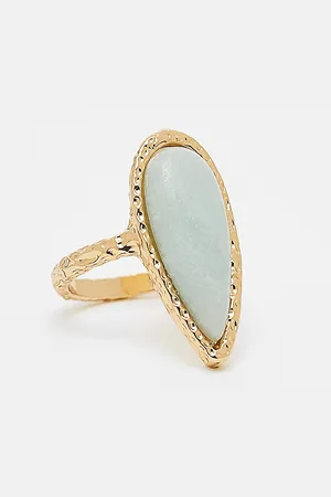 ASOS Anillo chapado en oro de 14 quilates con piedra semipreciosa de edición limitada de ASOS DESIGN Curve