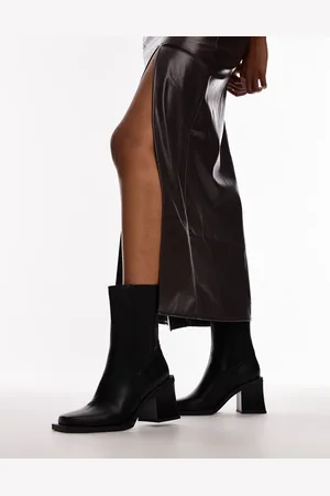 Topshop Botines Chelsea negros con tacón de bloque Nisha de