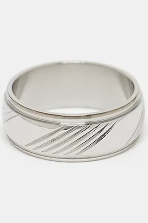ASOS Anillo con diseño grabado horizontal de acero inoxidable resistente al agua de