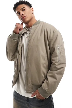 ASOS Chaqueta bomber marrón extragrande con bolsillos de -Beis neutro