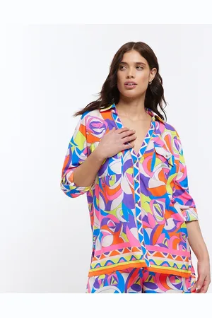 River Island Camisa playera luminoso con estampado abstracto de