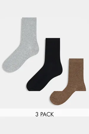 Pieces® Pack de 3 pares de calcetines de color topo, gris y negro de