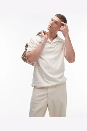 Topman Polo color extragrande de jacquard de punto de -Beis neutro