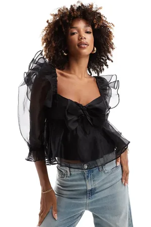 ASOS Top estilo babydoll con detalle de lazos de organza de