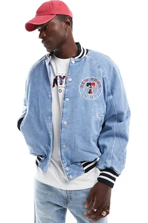 Tommy Hilfiger Chaqueta vaquera con lavado claro Letterman de -Azul