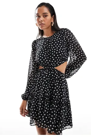 Forever New Vestido corto negro con estampado de y aberturas de -Multicolor