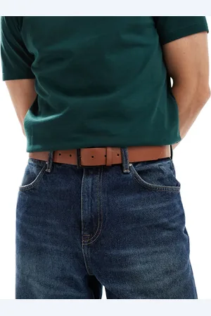 ASOS Cinturón de cuero sintético con hebilla en contraste de