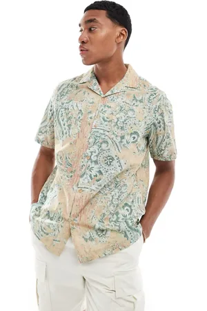 ASOS Camisa beis holgada con estampado geométrico y cuello de solapas de -Marrón