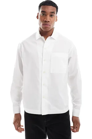 ASOS Camisa blanca de corte cuadrado extragrande con botones de popelina de