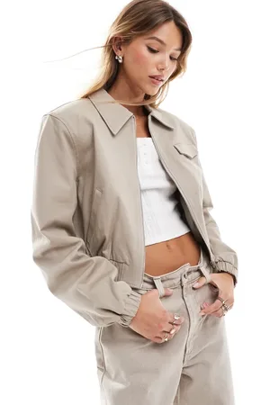 ASOS Chaqueta bomber de sastre color con solapas y detalle de bolsillo de -Beis neutro