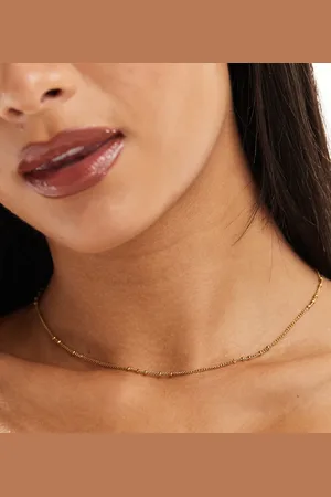 Accessorize Collar de cadena con esferas de acero inoxidable chapado en oro de