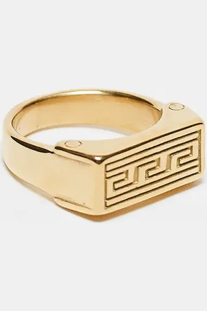 ASOS Anillo tipo sello con diseño grabado y detalle rectangular de acero inoxidable resistente al agua de