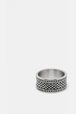 ASOS Anillo con diseño texturizado grabado de acero inoxidable resistente al agua de