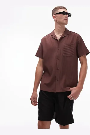 Topman Camisa color de corte estándar y manga corta de -Marrón