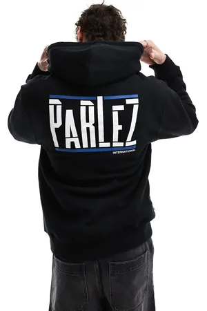 Parlez Sudadera negra con capucha y logo Layman de