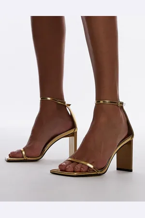 Topshop Sandalias doradas minimalistas de tacón con diseño en 2 partes Gus de