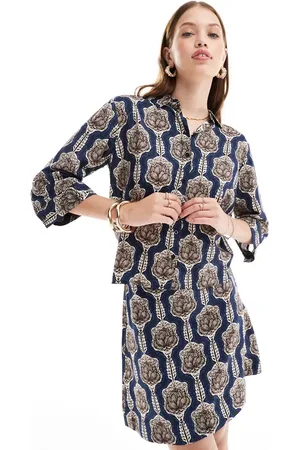 Object Camisa de corte cuadrado con estampado floral vintage y espalda fruncida de (parte de un conjunto)