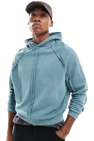ASOS Sudadera lavado de corte cuadrado extragrande con capucha y detalle de costura de