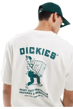 Dickies Camiseta hueso con estampado gráfico de trabajador en la espalda de