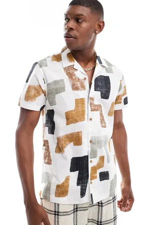 Threadbare Camisa con cuello de solapas y estampado integral abstracto de