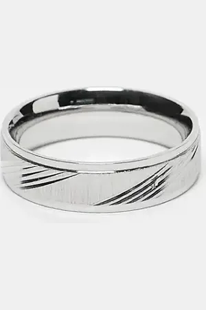 ASOS Anillo con diseño grabado horizontal de acero inoxidable resistente al agua de
