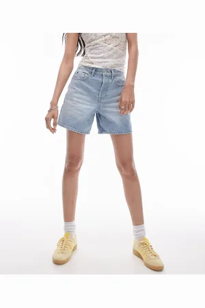 Topshop Pantalones cortos vaqueros descoloridos Editor de -Azul