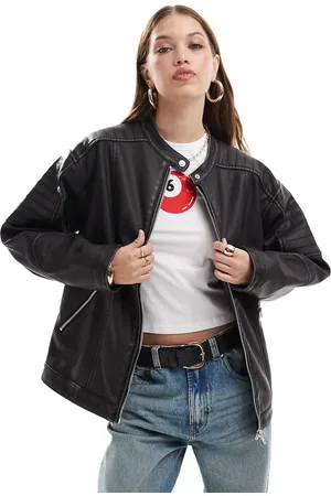 Miss Selfridge Chaqueta biker larga lavado de