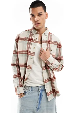 Lee Camisa blanco hueso a cuadros holgada de franela Riveted de