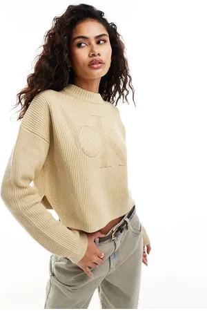 Calvin Klein Jersey beis con logo a tono de -Beis neutro
