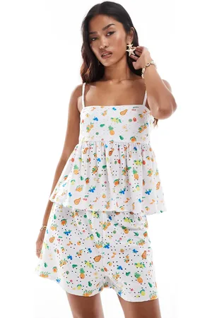 ASOS Top de tirantes con bordados, sobrefalda y de -Multicolor