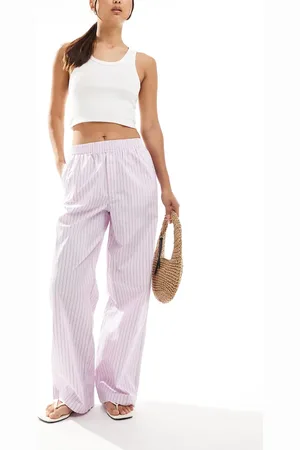 Cotton On Pantalones rosa negruzco a rayas de pernera recta holgada de Cotton On