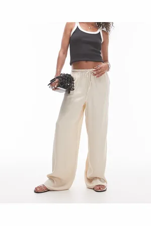 Topshop Pantalones blanco con cordón ajustable de satén de -Gris