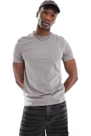 AllSaints Camiseta gris de algodón cepillado Brace de