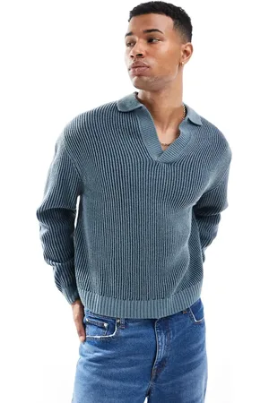 ASOS Polo extragrande con muesca en el cuello de canalé de